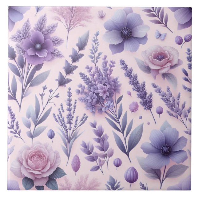Carreau Pastel Purple Fleur de lavande esthétique (Devant)