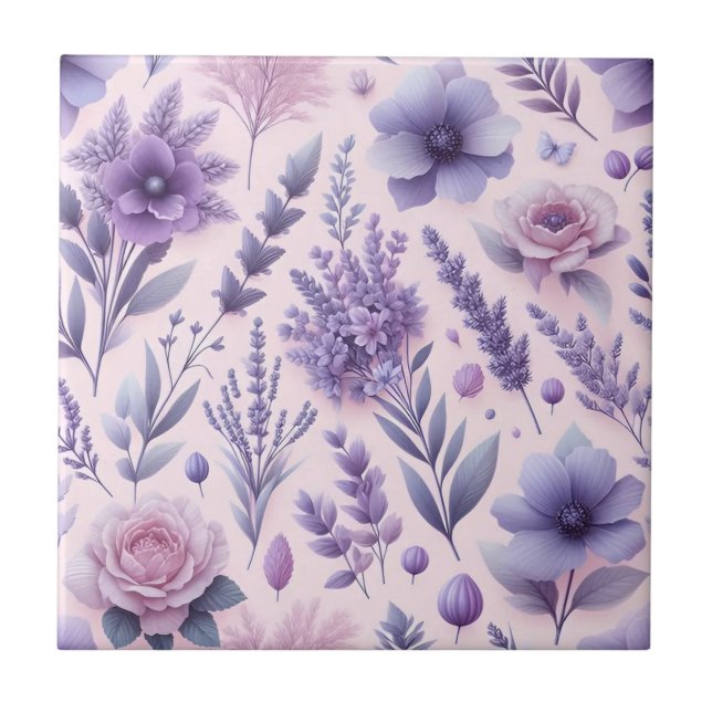 Carreau Pastel Purple Fleur de lavande esthétique (Devant)