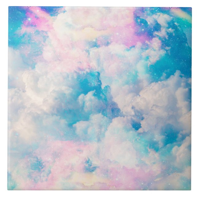 Carreau Pastel Rainbow Ciel nuageux (Devant)