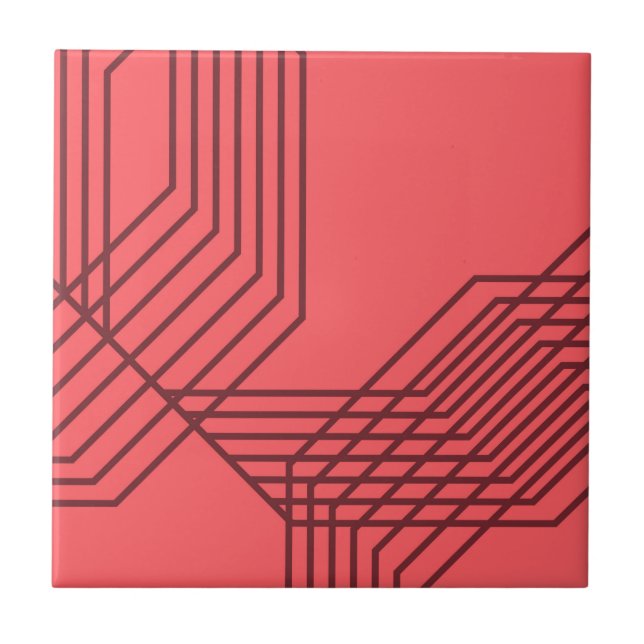 Carreau Pastel Rouge, simple, moderne, design géométrique (Devant)