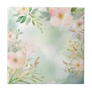 Carreau Pastel Watercolor Textures avec Floral