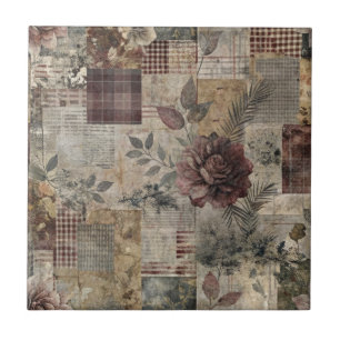 Carreau Patchwork Botanique Rustique Vintage (2)