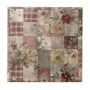 Carreau Patchwork Botanique Rustique Vintage (3)