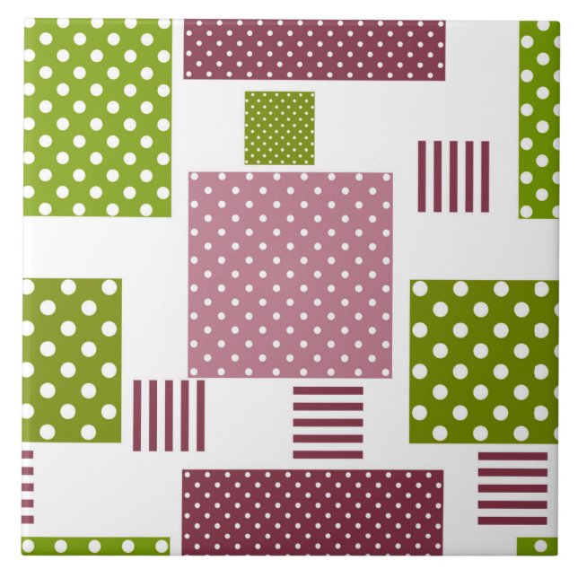 Carreau Patchwork brun vert pois dos blanc (Devant)