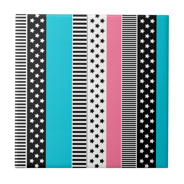 Carreau Patchwork en bandes multicolores de tissu i (Devant)
