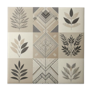 Carreau Patchwork Tourne d'avoine géométrique Vintage feui