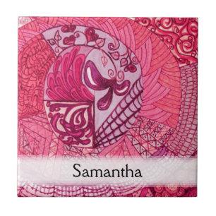 Carreau Patchwork vintage - Rose chaud