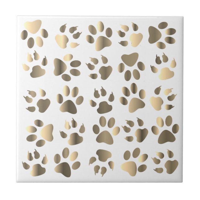 Carreau Pâtes Chien Animal Taupe Beige Carrelage or (Devant)