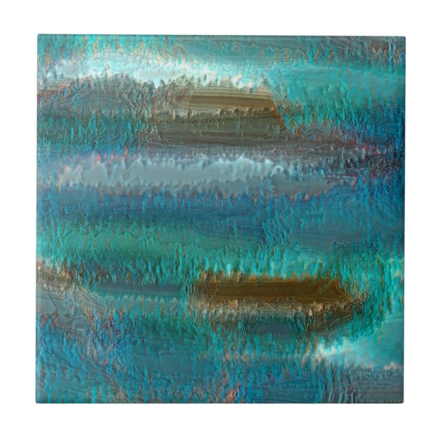 Carreau Patina Abstraite cuivre et vert par Renee (Devant)