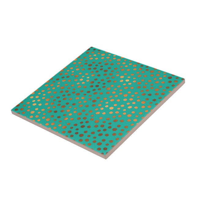 Carreau Patina Blue Turquoise Or Métallurgique Foil Polka  (Côté)