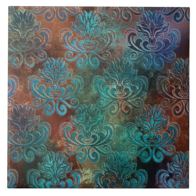 Carreau Patina de cuivre dépoli Damas (Devant)