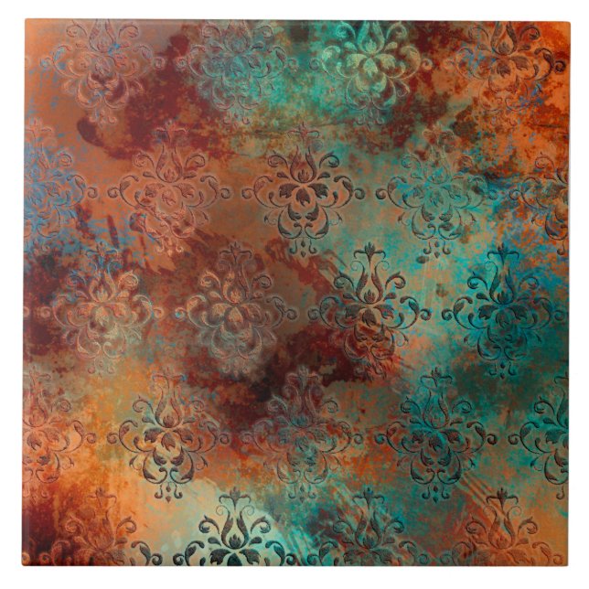 Carreau Patina de cuivre dépoli Damas (Devant)
