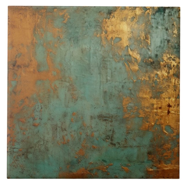 Carreau Patina de cuivre métallique rustique (Devant)