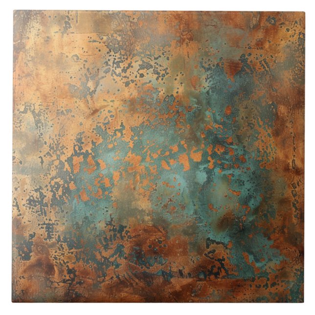 Carreau Patina de cuivre métallique rustique (Devant)