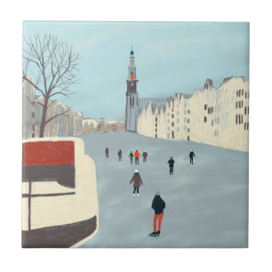 Carreau Patinage sur glace à Amsterdam en hiver