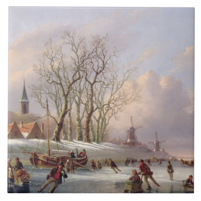 Carreau Patineurs sur une rivière congelée avant des (Devant)