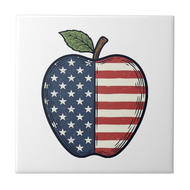 Carreau Patriotic Apple Vintage Engraving Vector Design_1 (Devant)
