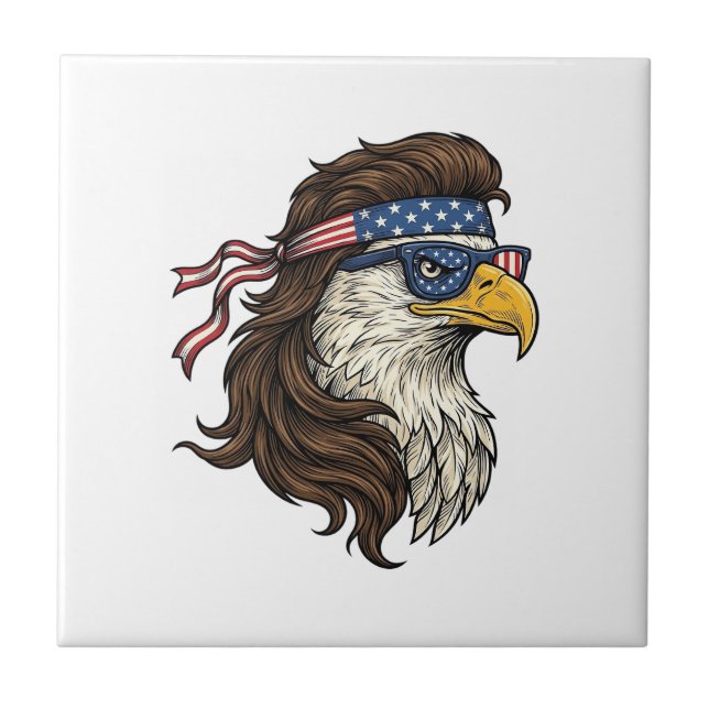 Carreau Patriotic Eagle Mullet Vintage Engraving Vector De (Devant)