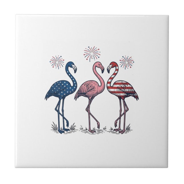 Carreau Patriotic Flamingo Trio Vintage Engraving Design_1 (Devant)