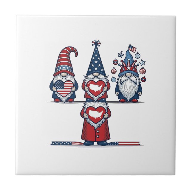 Carreau Patriotic Gnome Trio Vintage Vector Design_1 (Devant)