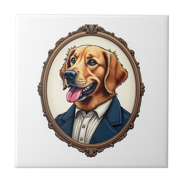 Carreau Patriotic Golden Retriever Portrait Vintage Tee (Devant)