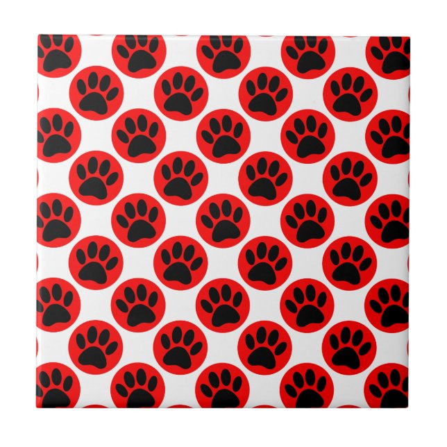 Carreau Patrouilles De Chien Noir En Pois Rouge (Devant)