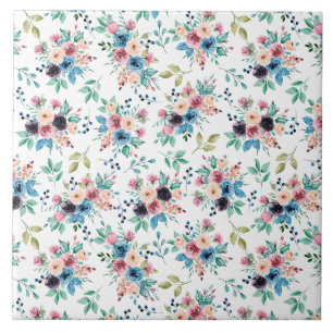 Carreau Patte de fleurs printanières colorées