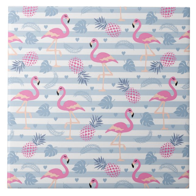 Carreau Patters de Whimsical Flamingo et Pineapple (Devant)