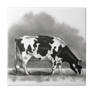 Carreau Pâturage de vache du Holstein : Dessin au crayon