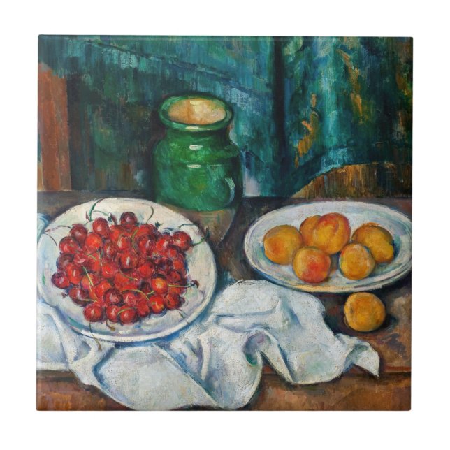 Carreau Paul Cezanne - La vie morte avec les cerises et le (Devant)