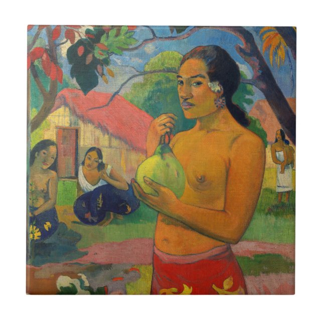 Carreau Paul Gauguin - Une femme tenant un fruit (Devant)