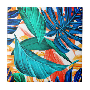 Carreau Paume exotique feuille céramique