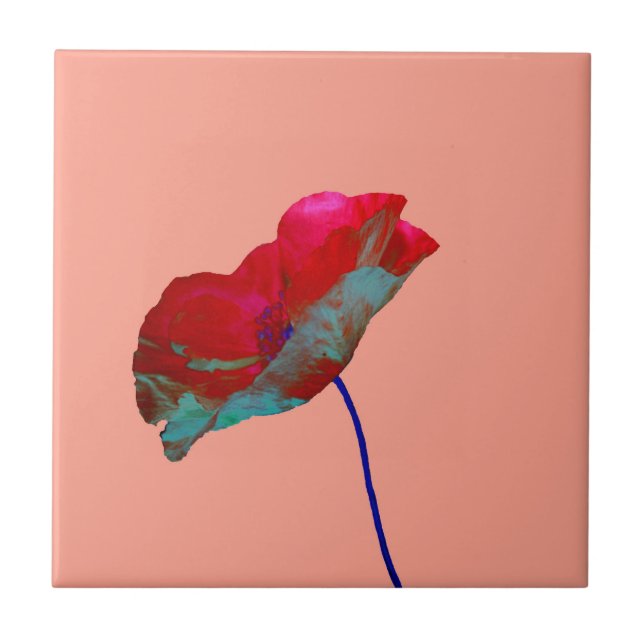 Carreau Pavot bleu rouge rose (Devant)