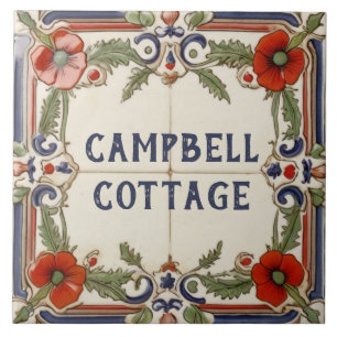 Carreau Pavot Flower Custom Nom de la maison Plaque signal