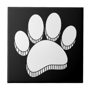 Carreau Pawprint chien blanc main dessinée sur mesure