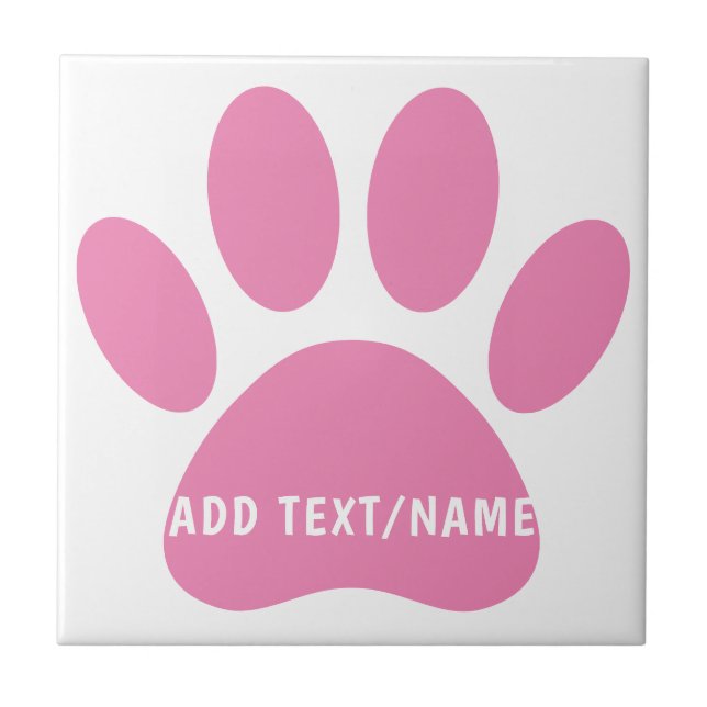 Carreau Pawprint de chien rose personnalisée (Devant)