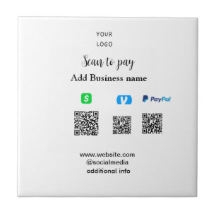 Carreau Paypal Cashapp venmo scan pour payer QR ajouter en