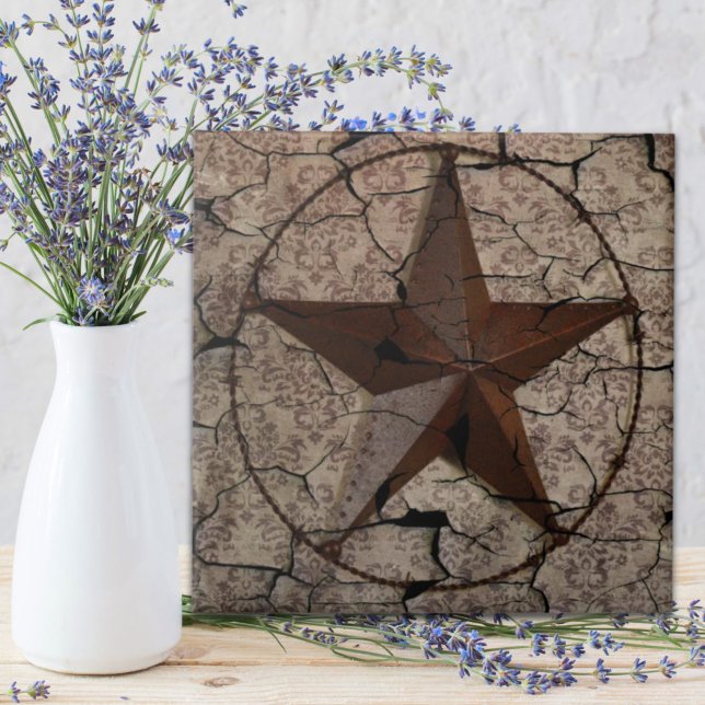 Carreau Pays occidental rustique Primitif Texas Star (Rustic Western Country Primitive Texas Star Tile)