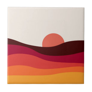 Carreau Paysage Abstrait avec mer au coucher du soleil