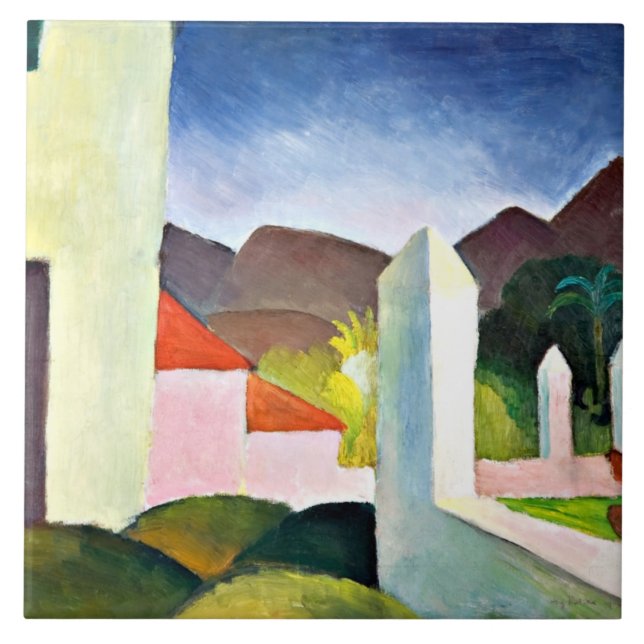 Carreau Paysage africain, art abstrait par August Macke (Devant)