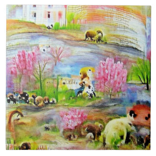 Carreau Paysage aquarelle