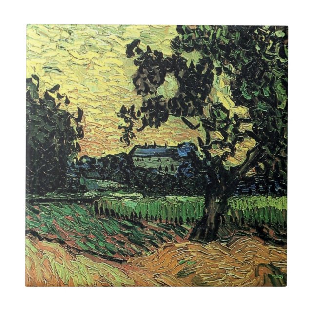 Carreau Paysage avec Château d'Auvers par Vincent van Gogh (Devant)