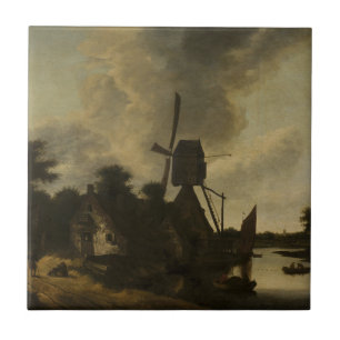 Carreau Paysage avec moulin à vent - Salomon Rombouts