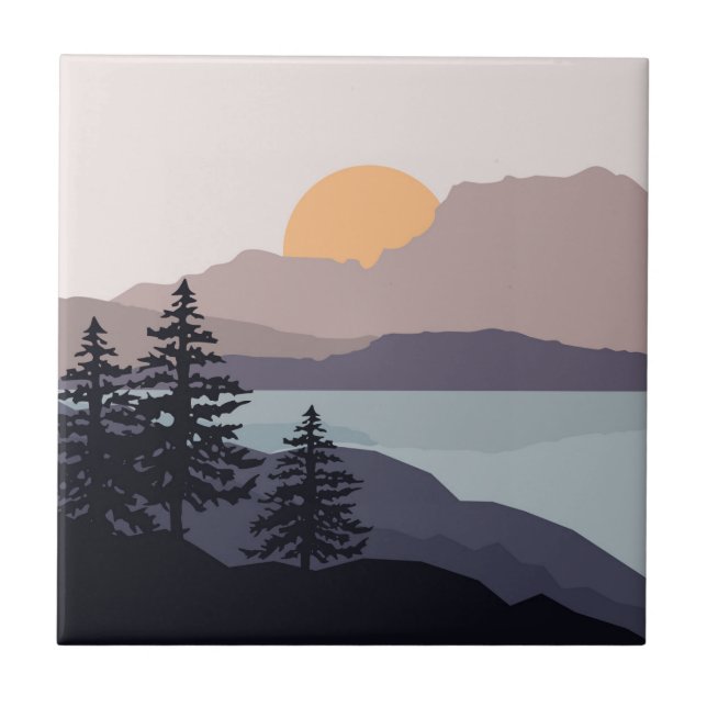 Carreau Paysage coloré du lac de montagne (Devant)