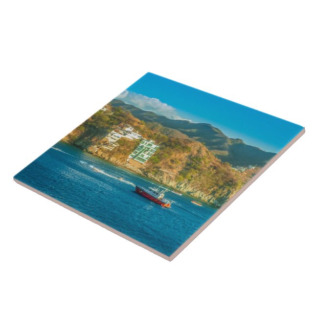 Carreau Paysage de la baie de Taganga, Colombie (Côté)