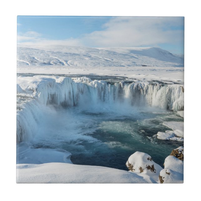 Carreau Paysage de la cascade de Godafoss (Devant)