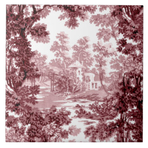 Carreau Paysage de la maison Vintage rose et blanc