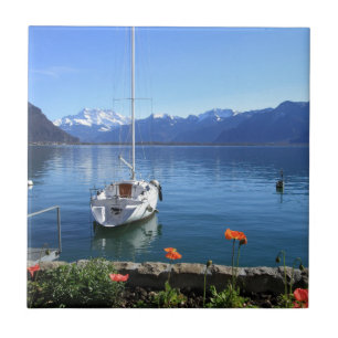 Carreau Paysage de lac geneva, Montreux, Suisse