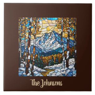 Carreau Paysage de montagne en verre de Faux personnalisé