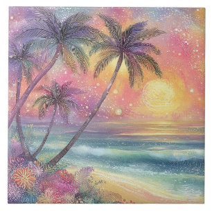 Carreau Paysage de plage rêveur et tropical